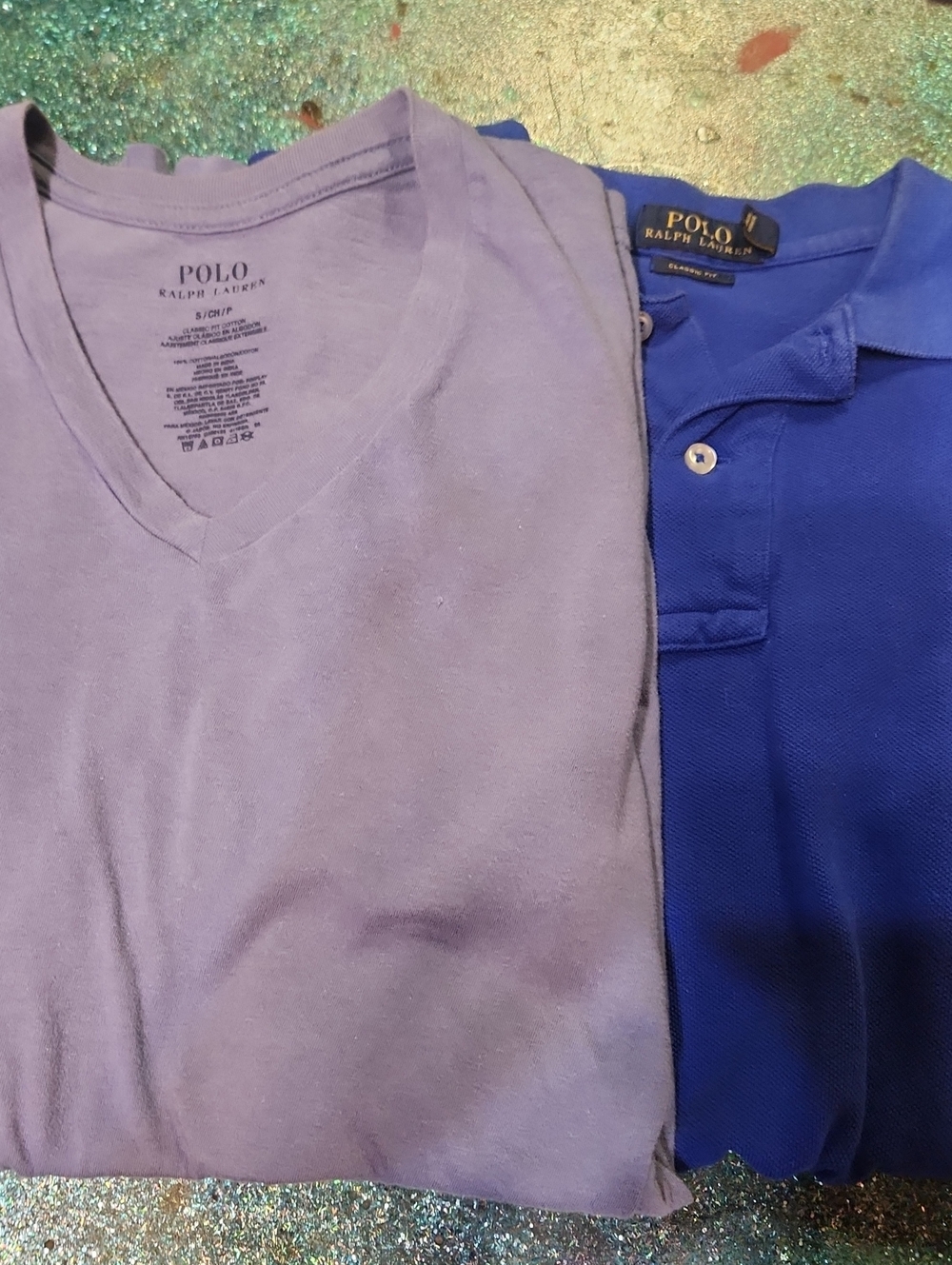 Polo by Ralph Lauren Lavender V-Neck Tee & Royal Blue Polo Shirt Set